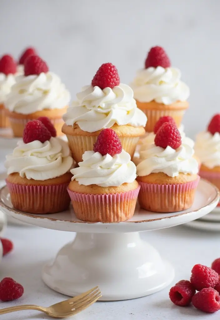 30 Adorable Cupcake Ideas for Baby Showers and Parties - 6. Raspberry Cream Cupcakes