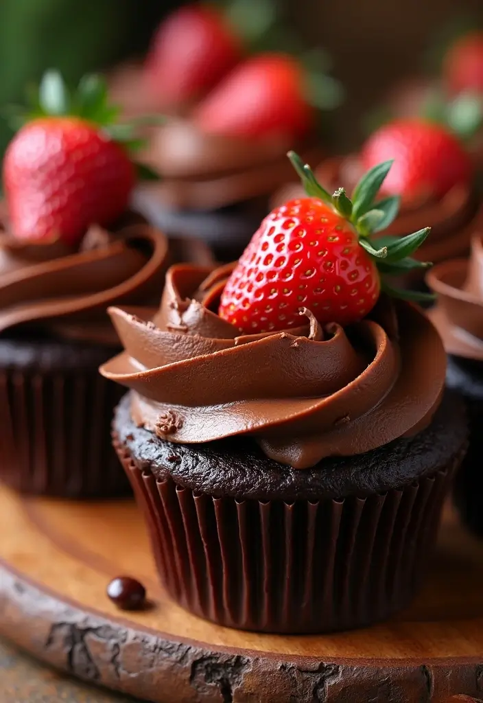 30 Adorable Cupcake Ideas for Baby Showers and Parties - 7. Chocolate Strawberry Cupcakes