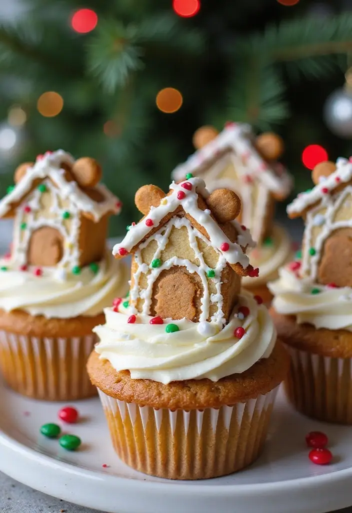 30 Adorable Cupcake Ideas for Parties and Celebrations - 1. Gingerbread House Cupcakes