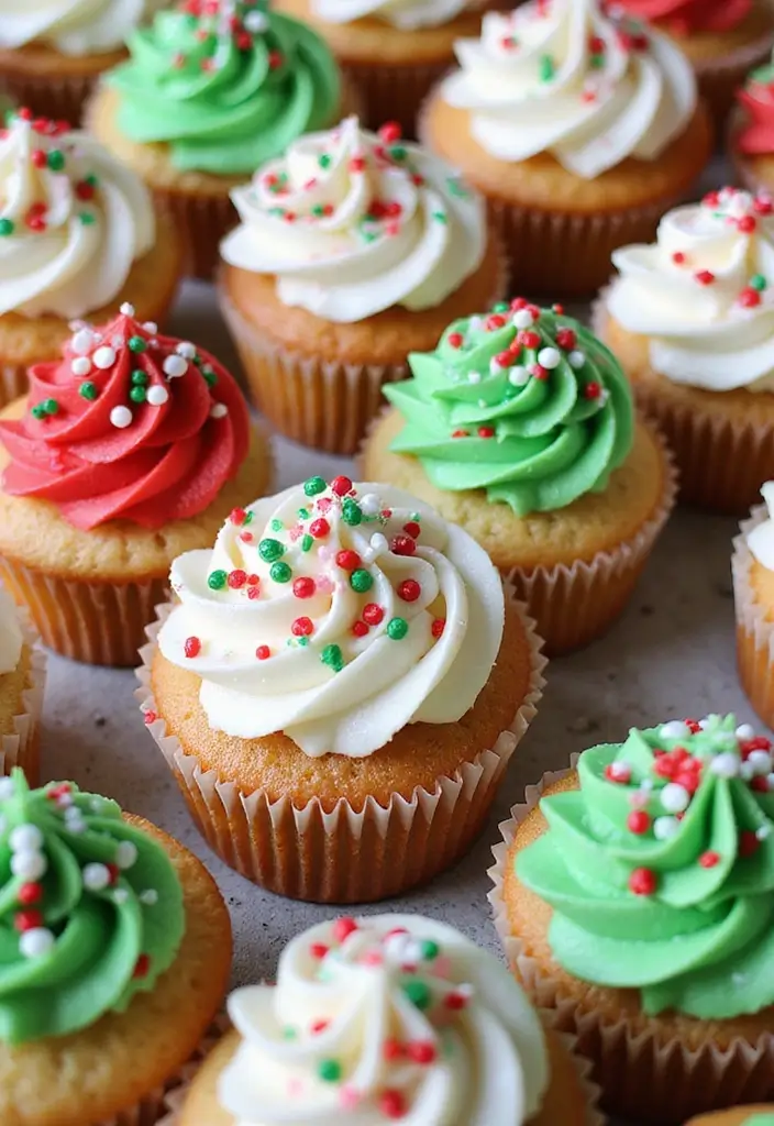 30 Adorable Cupcake Ideas for Parties and Celebrations - 11. Holiday Sprinkle Cupcakes