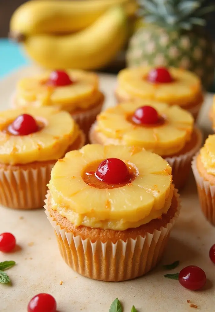 30 Adorable Cupcake Ideas for Parties and Celebrations - 24. Pineapple Upside-Down Cupcakes