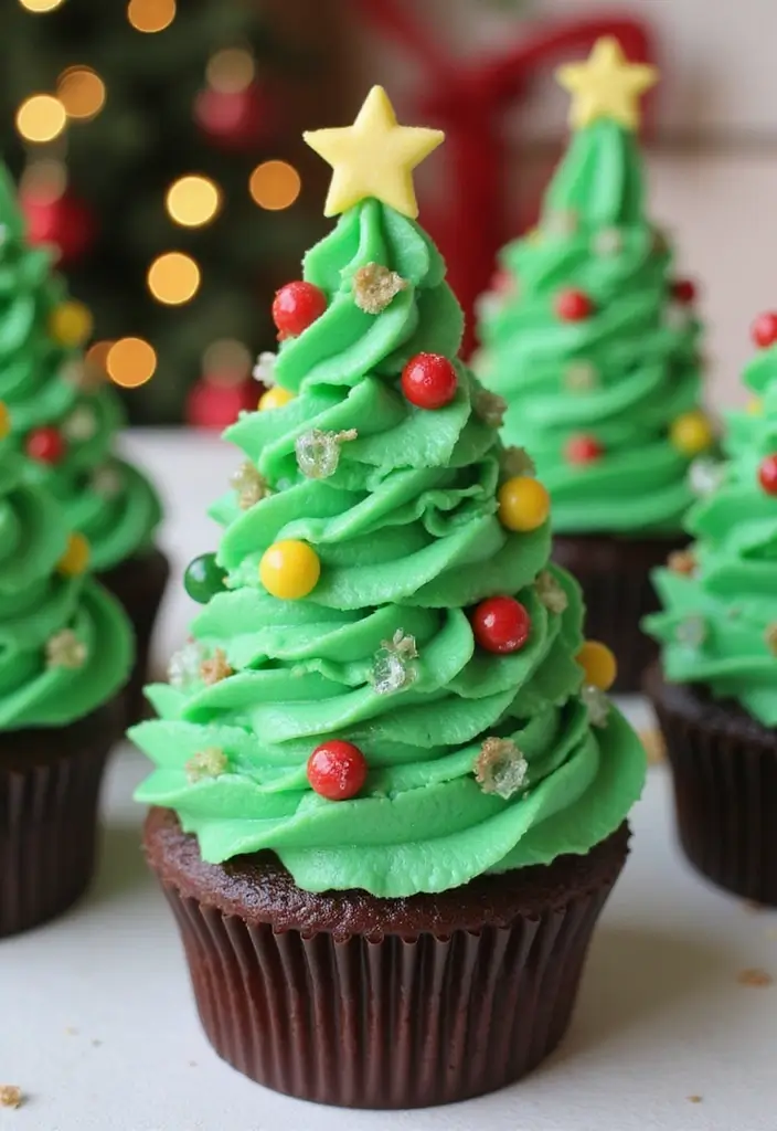30 Adorable Cupcake Ideas for Parties and Celebrations - 4. Christmas Tree Cupcakes