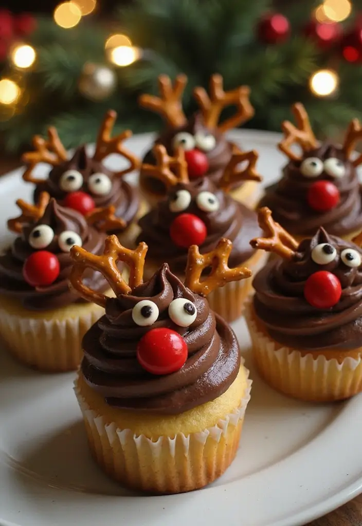 30 Adorable Cupcake Ideas for Parties and Celebrations - 5. Reindeer Cupcakes