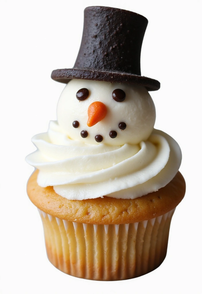 30 Christmas Cupcake Decorating Ideas for Festive Baking - 1. Snowman Surprise