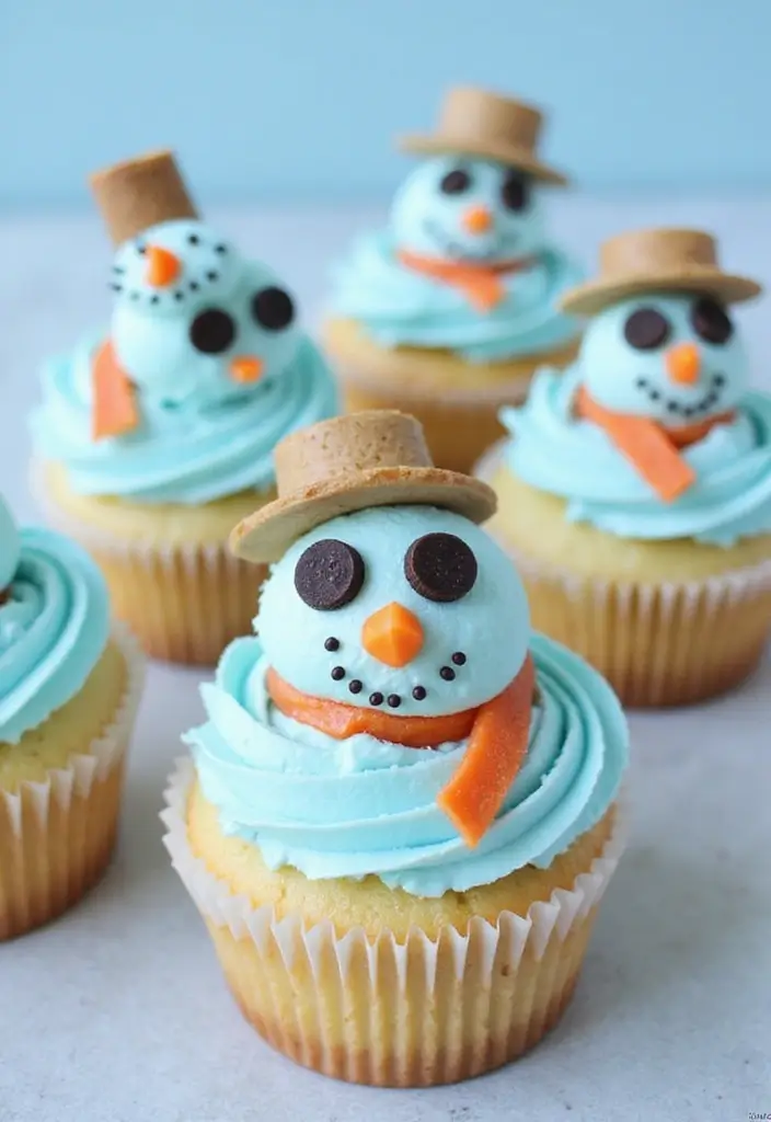 30 Christmas Cupcake Decorating Ideas for Festive Baking - 11. Frosty the Snowman Cupcakes