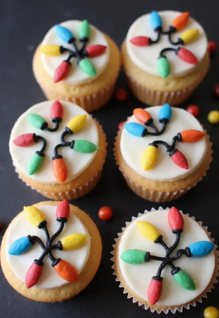 30 Christmas Cupcake Decorating Ideas for Festive Baking - 15. Christmas Lights Cupcakes