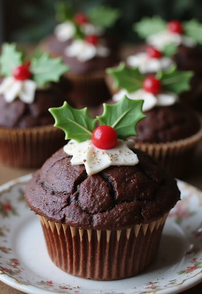 30 Christmas Cupcake Decorating Ideas for Festive Baking - 16. Christmas Pudding Cupcakes