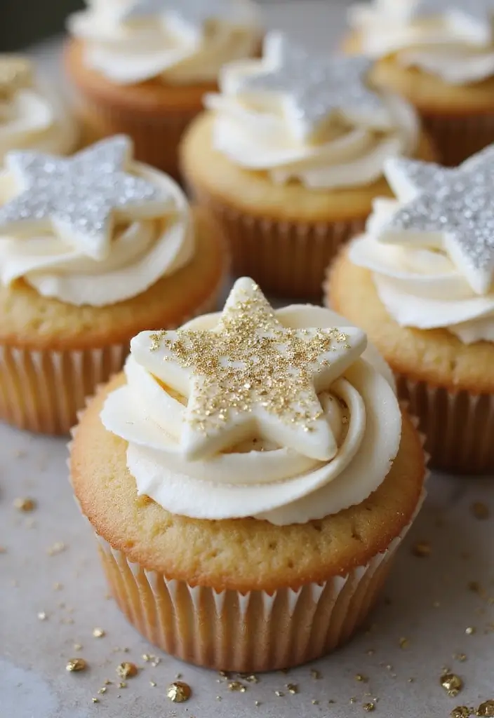 30 Christmas Cupcake Decorating Ideas for Festive Baking - 20. Christmas Star Cupcakes