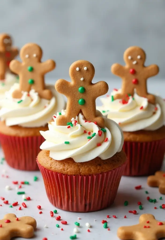 30 Christmas Cupcake Decorating Ideas for Festive Baking - 24. Gingerbread Men Cupcakes