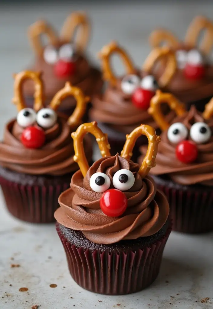 30 Christmas Cupcake Decorating Ideas for Festive Baking - 3. Reindeer Antics