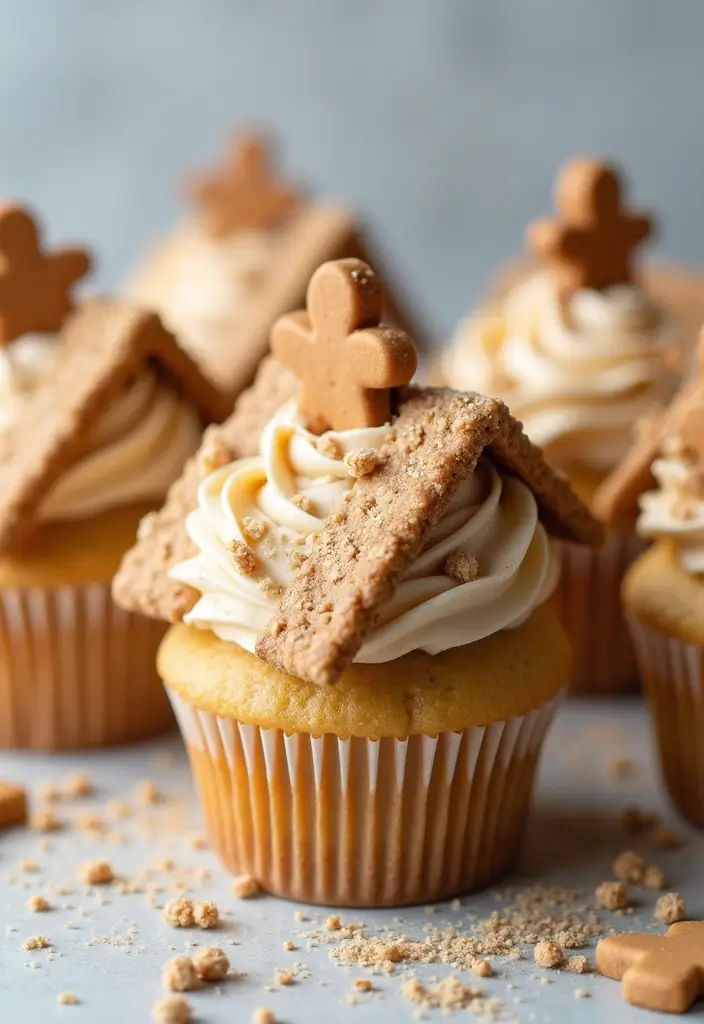 30 Christmas Cupcake Decorating Ideas for Festive Baking - 4. Gingerbread House Cupcakes