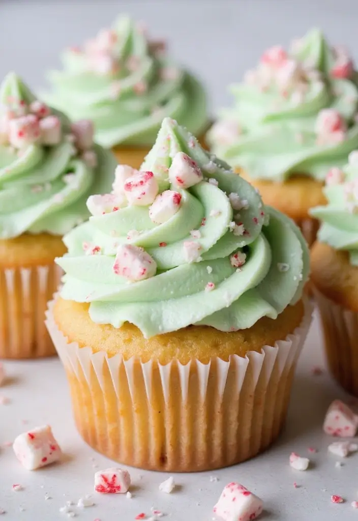 30 Christmas Cupcake Decorating Ideas for Festive Baking - 7. Peppermint Bark Bliss