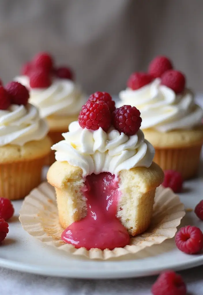 30 Cupcake Filling Ideas That Surprise and Delight - 27. Raspberry Cheesecake