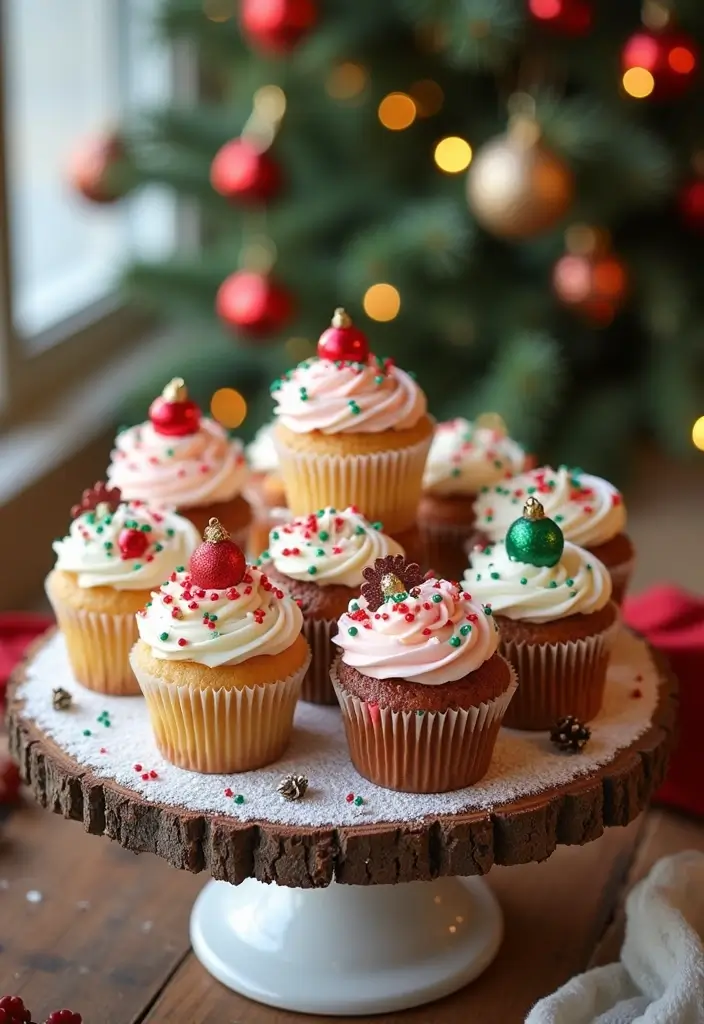 30 Cupcake Stand Ideas That Elevate Your Dessert Table - 13. Holiday-Themed Cupcake Stand