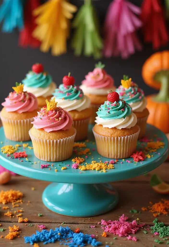 30 Cupcake Stand Ideas That Elevate Your Dessert Table - 17. Fiesta Cupcake Stand