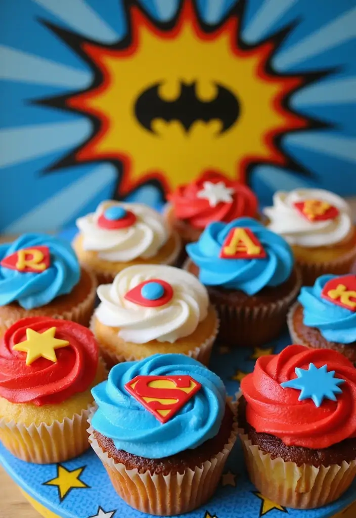 30 Cupcake Stand Ideas That Elevate Your Dessert Table - 18. Superhero Cupcake Stand