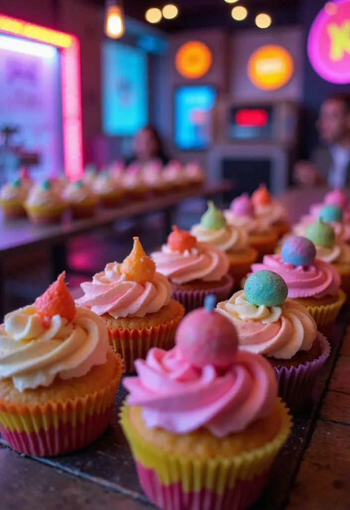 30 Cupcake Stand Ideas That Elevate Your Dessert Table - 29. 80s Retro Cupcake Stand