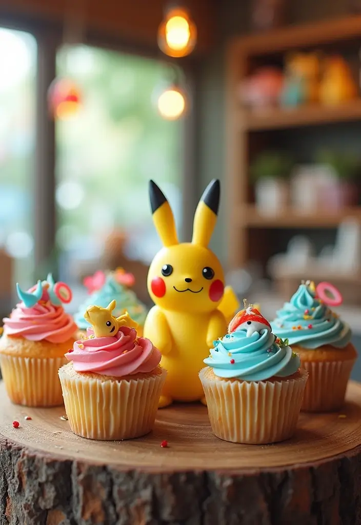 30 Cupcake Stand Ideas That Elevate Your Dessert Table - 30. Pokémon Cupcake Stand