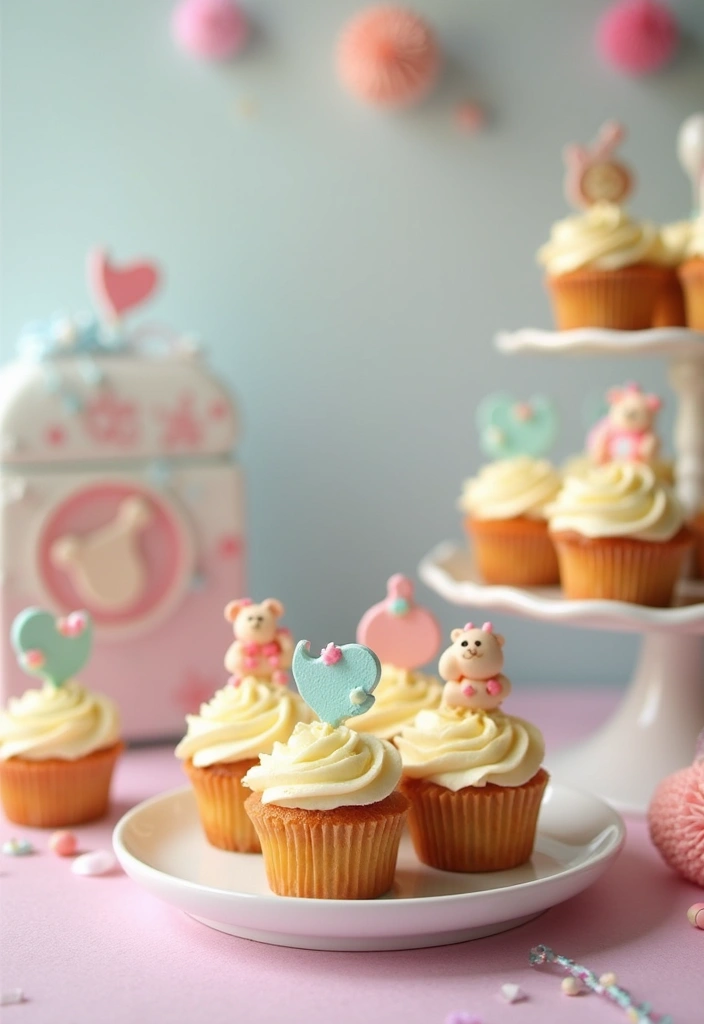 30 Cupcake Stand Ideas That Elevate Your Dessert Table - 4. Themed Cupcake Stand for Baby Showers