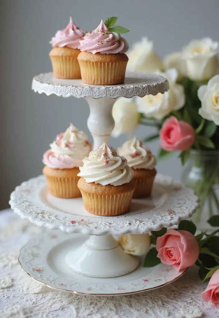 30 Cupcake Stand Ideas That Elevate Your Dessert Table - 5. Vintage Tea Party Cupcake Stand