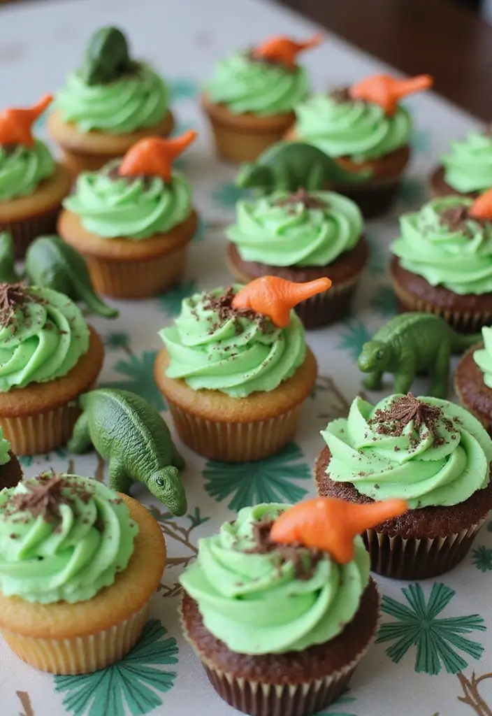 30 Dinosaur Cupcake Ideas for Jurassic-Themed Parties - 16. Dino Trail Cupcakes
