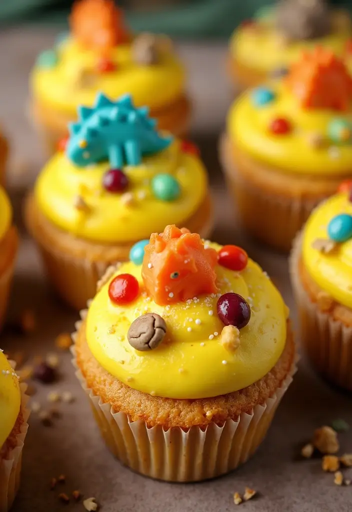 30 Dinosaur Cupcake Ideas for Jurassic-Themed Parties - 22. Dino Treasure Cupcakes