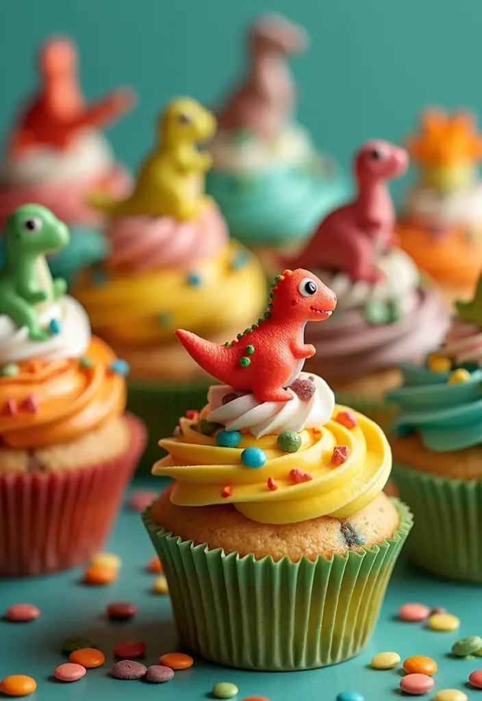 30 Dinosaur Cupcake Ideas for Jurassic-Themed Parties - 27. Dino Madness Cupcakes