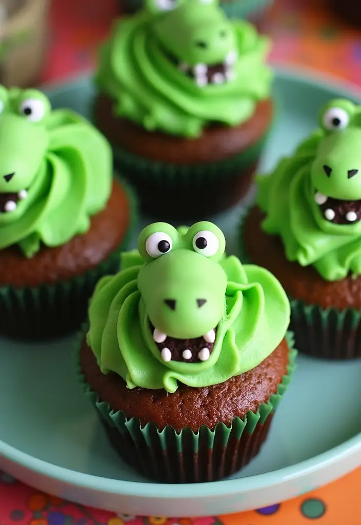 30 Dinosaur Cupcake Ideas for Jurassic-Themed Parties - 4. T-Rex Cupcakes