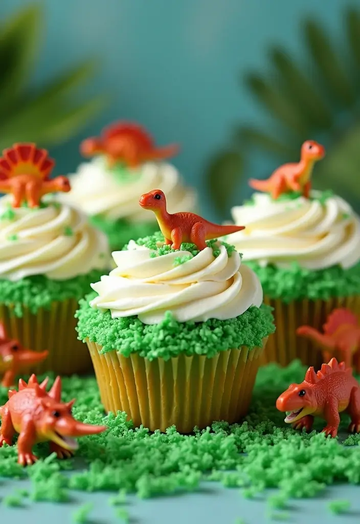 30 Dinosaur Cupcake Ideas for Jurassic-Themed Parties - 5. Dino Playgrounds Cupcakes