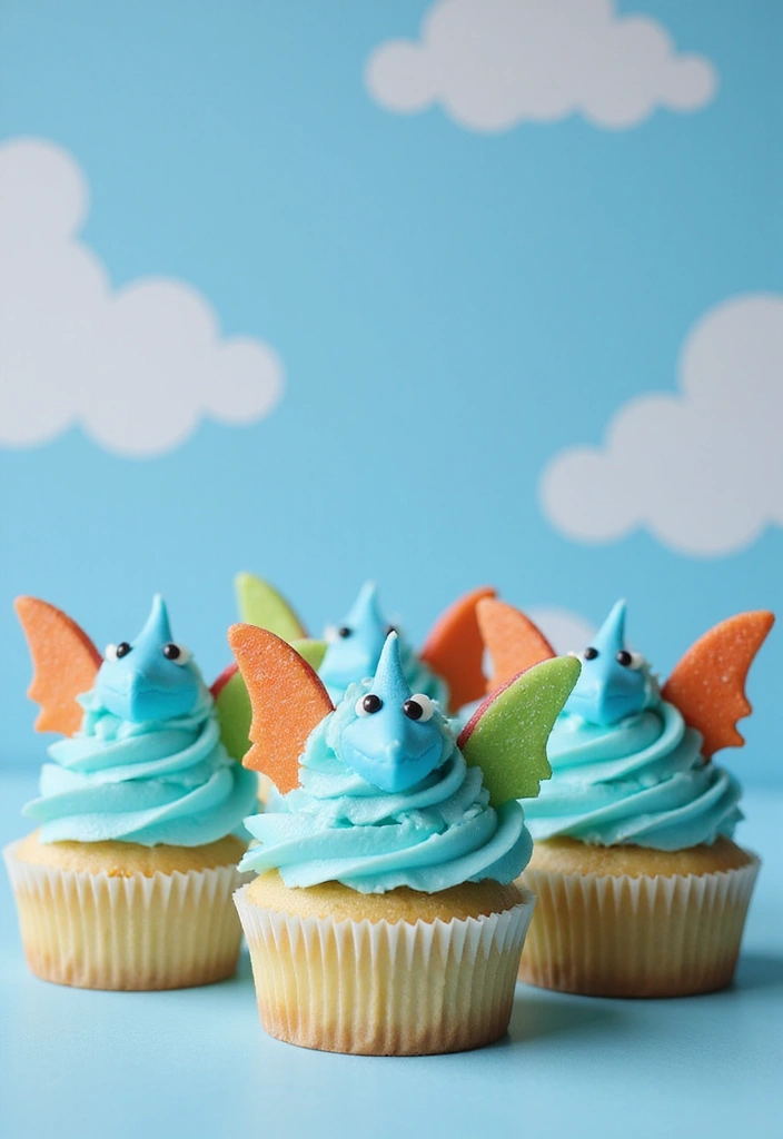 30 Dinosaur Cupcake Ideas for Jurassic-Themed Parties - 8. Pterodactyl Cupcakes