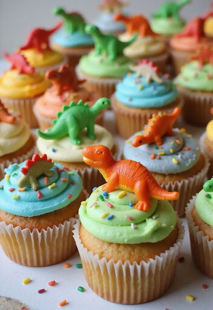 30 Dinosaur Cupcake Ideas for Jurassic-Themed Parties - 9. Dino Party Cupcakes