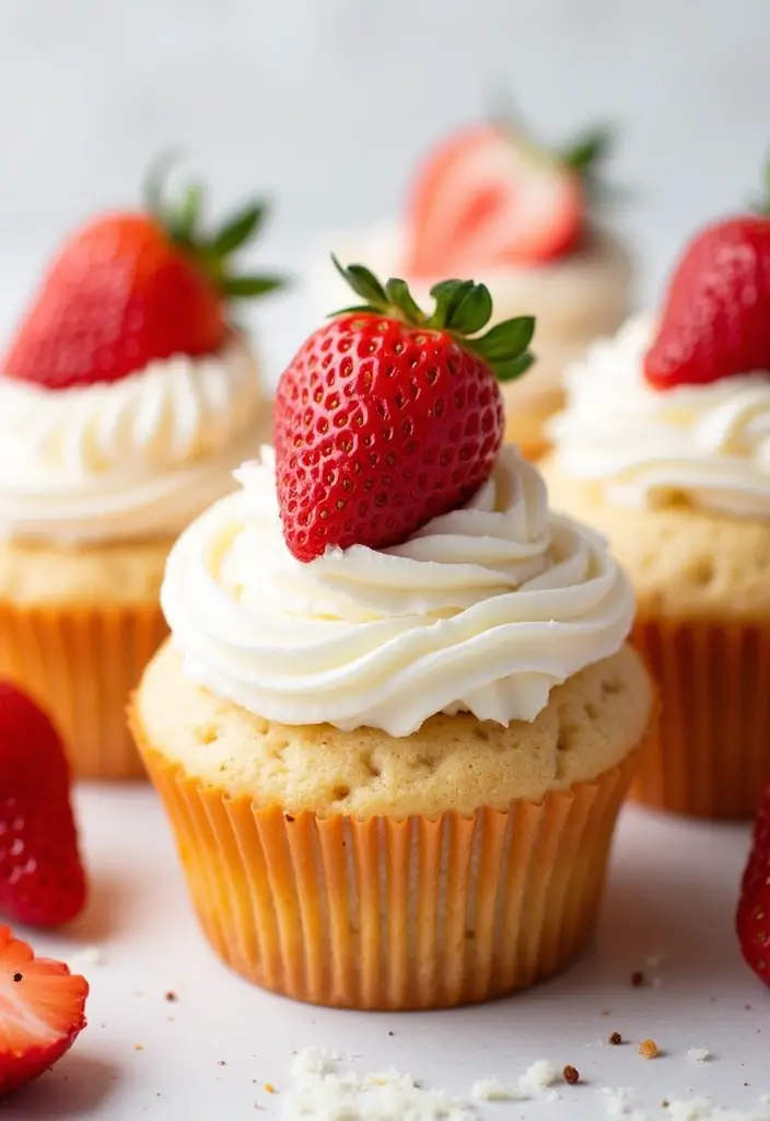 30 Easter Cupcake Ideas Perfect for Spring Celebrations - 16. Strawberry Shortcake Cupcakes