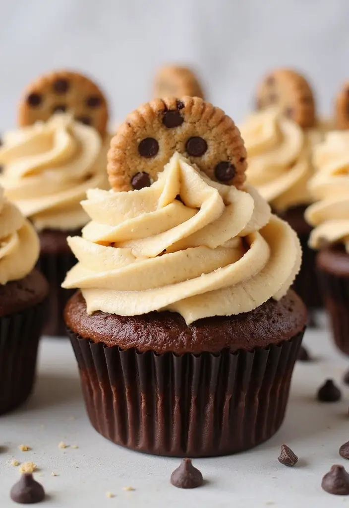 30 Easter Cupcake Ideas Perfect for Spring Celebrations - 21. Chocolate Chip Cookie Dough Cupcakes