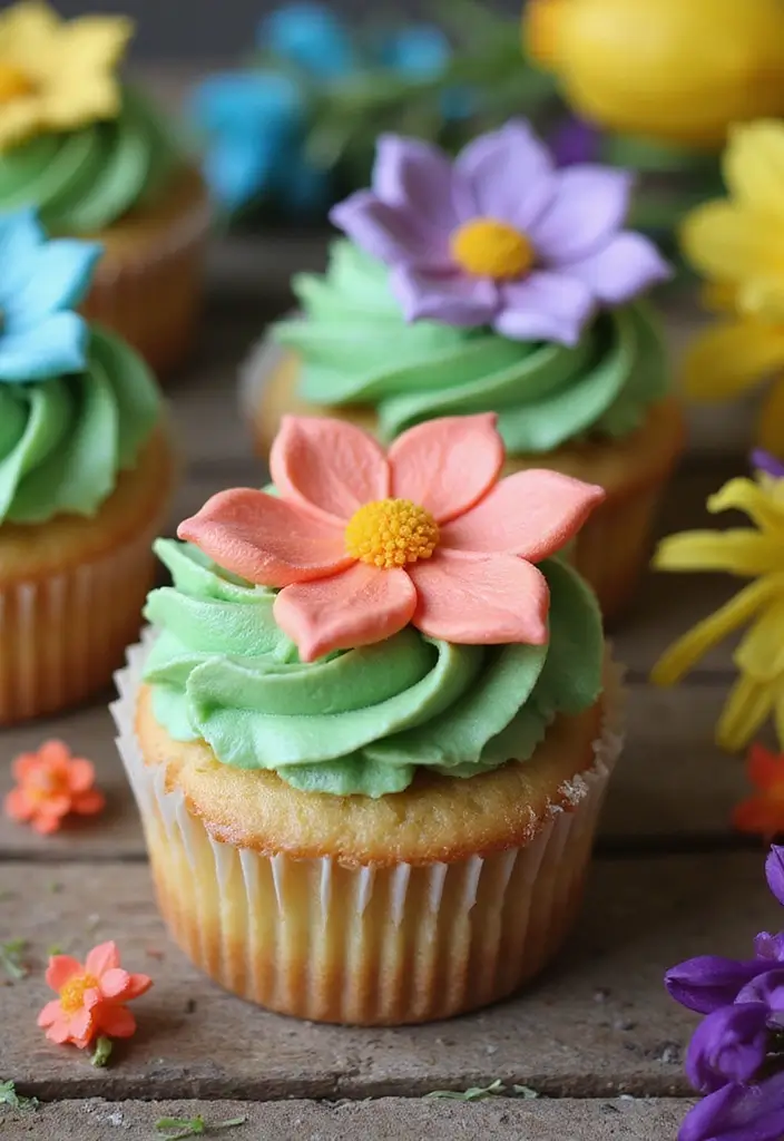 30 Easter Cupcake Ideas Perfect for Spring Celebrations - 5. Spring Garden Cupcakes