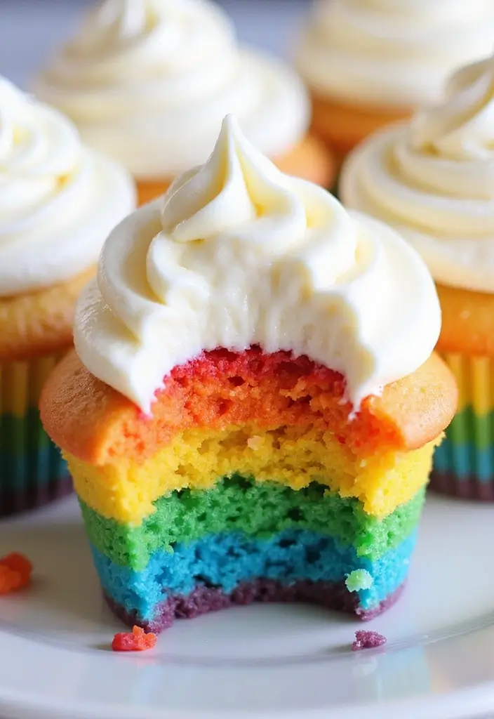 30 Easter Cupcake Ideas Perfect for Spring Celebrations - 8. Rainbow Surprise Cupcakes