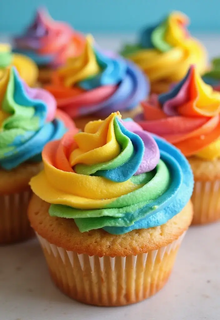 30 Easy Cupcake Cake Decorating Ideas for Beginners - 1. Rainbow Swirl Cupcakes