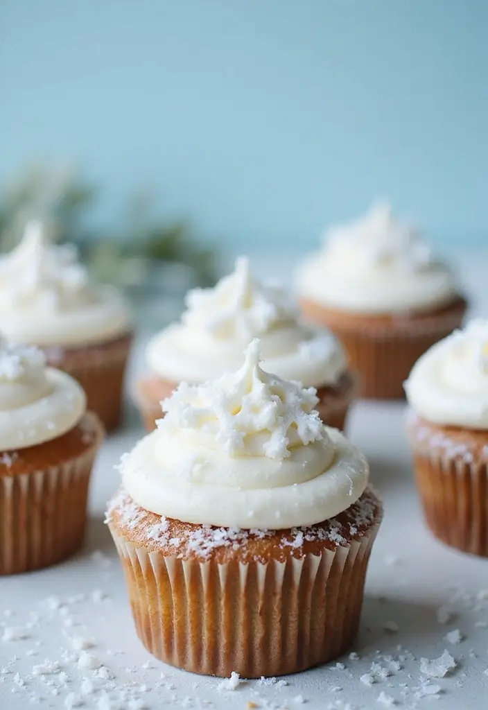 30 Easy Cupcake Cake Decorating Ideas for Beginners - 14. Snowy Winter Cupcakes