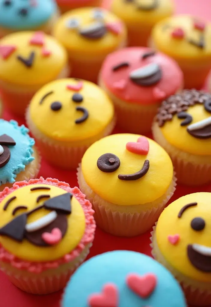 30 Easy Cupcake Cake Decorating Ideas for Beginners - 17. Emoji Face Cupcakes