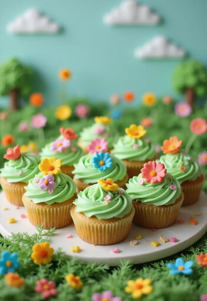 30 Easy Cupcake Cake Decorating Ideas for Beginners - 21. Garden of Cupcakes