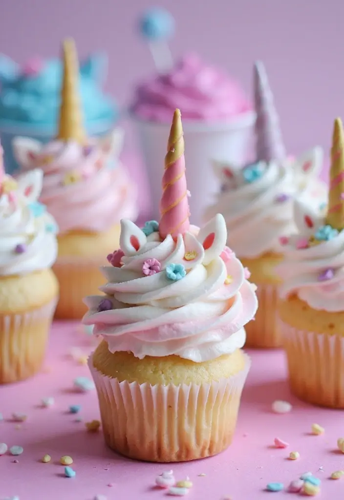 30 Easy Cupcake Cake Decorating Ideas for Beginners - 22. Whimsical Unicorn Cupcakes