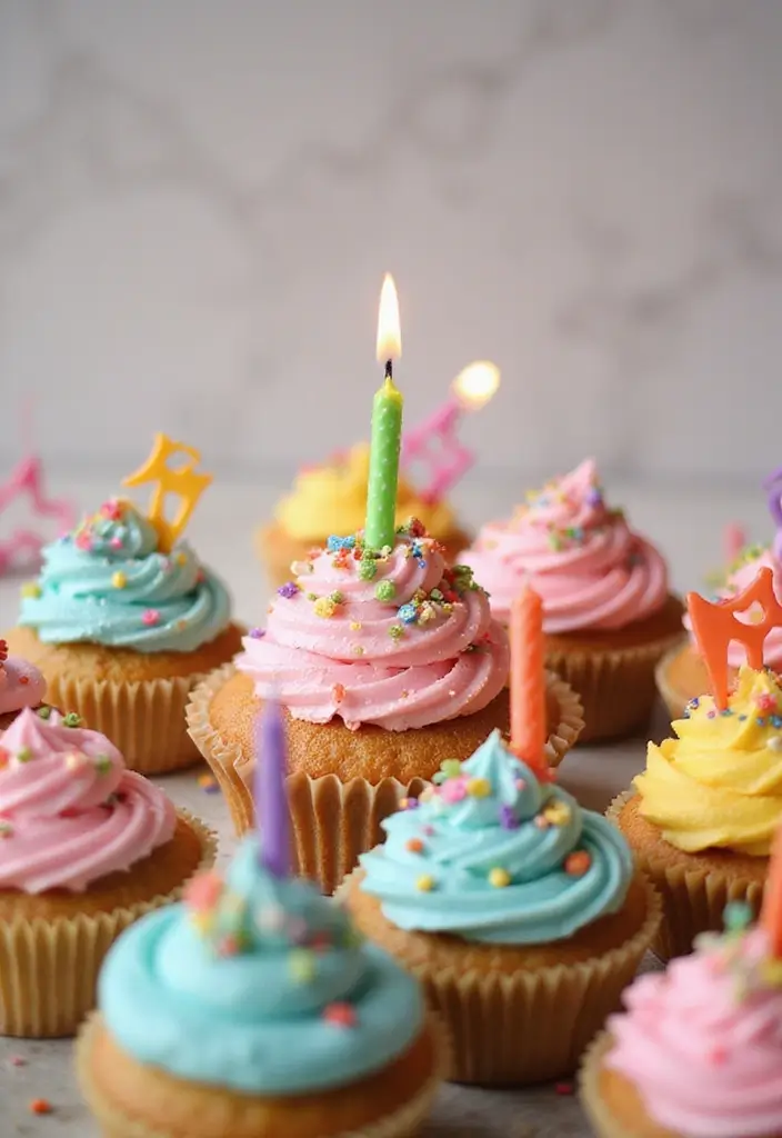 30 Easy Cupcake Cake Decorating Ideas for Beginners - 26. Birthday Cake Cupcakes