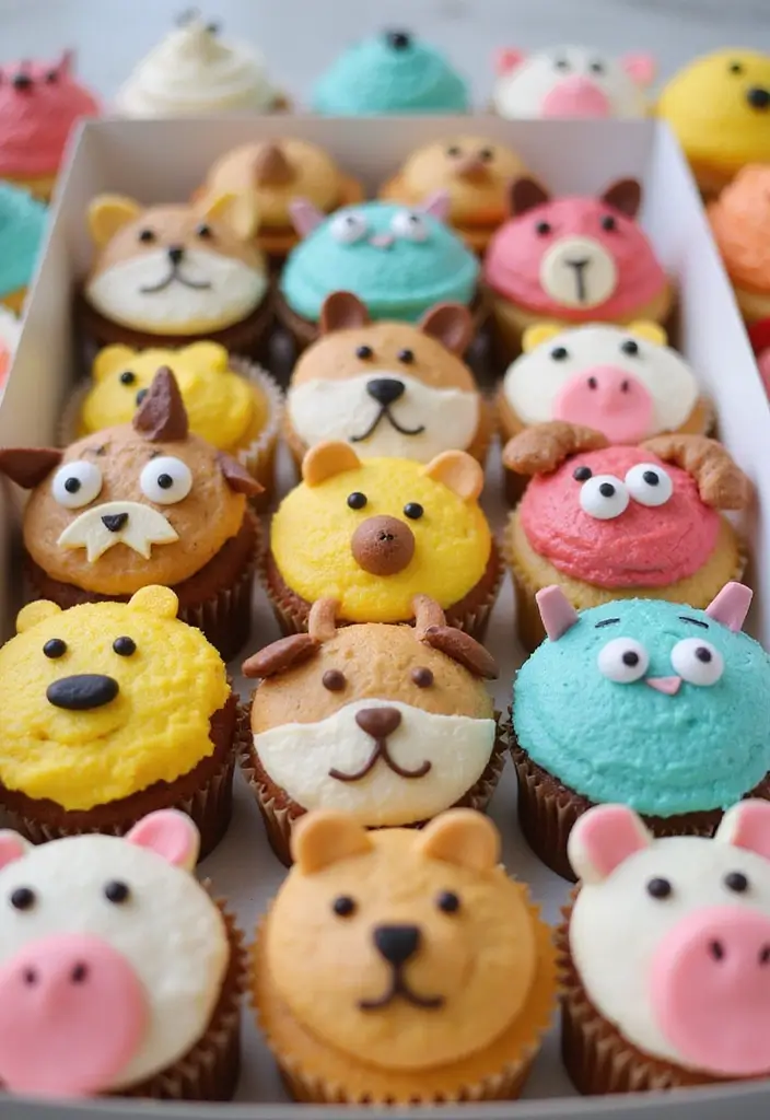 30 Easy Cupcake Cake Decorating Ideas for Beginners - 5. Animal Face Cupcakes