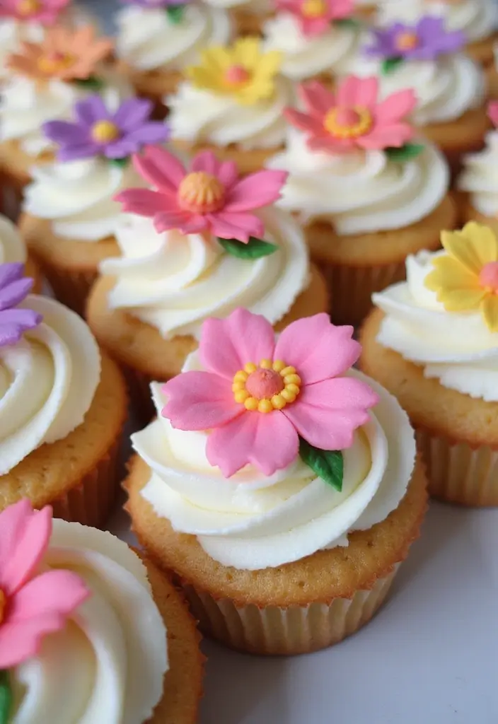 30 Easy Cupcake Cake Decorating Ideas for Beginners - 6. Frosted Flower Garden