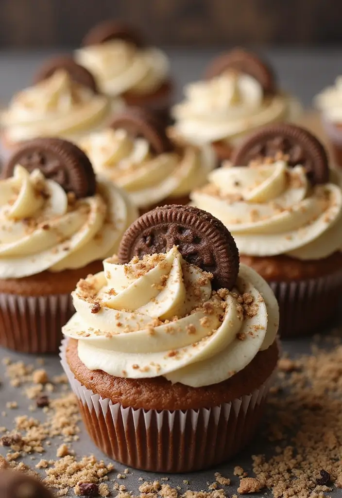 30 Easy Cupcake Cake Decorating Ideas for Beginners - 9. Cookie Crumble Toppers