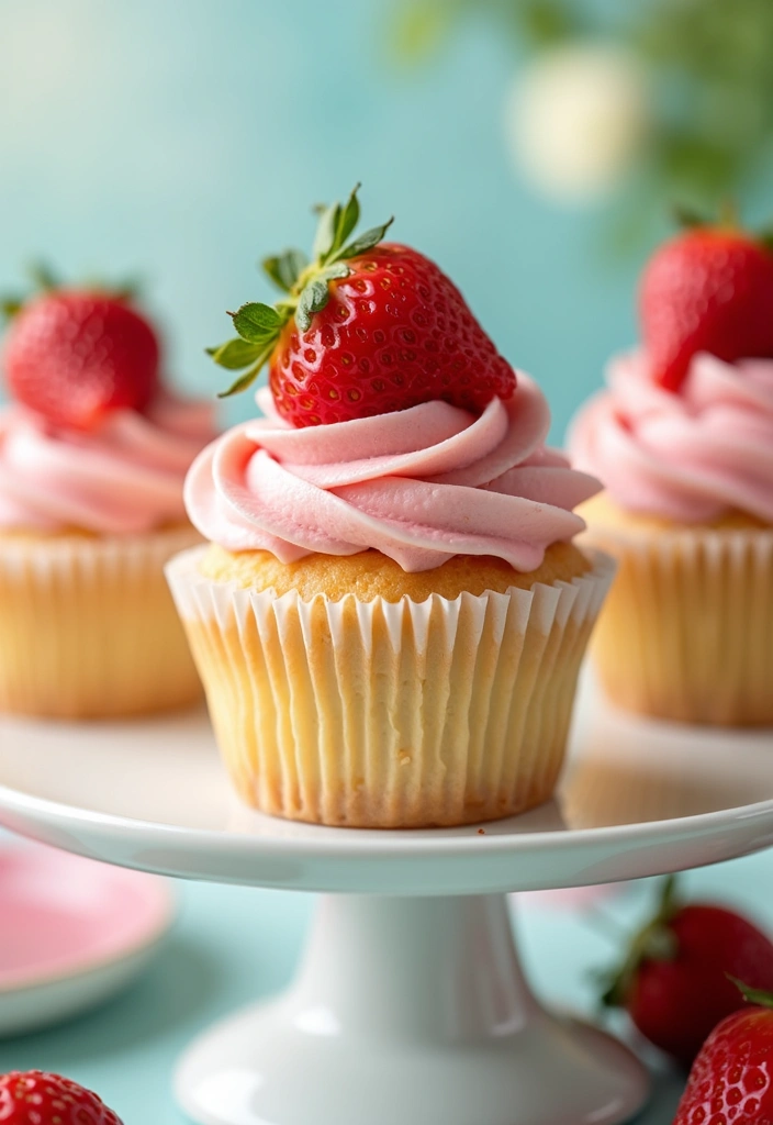 30 Easy Cupcake Decorating Ideas That Look Bakery-Perfect - 29. Glazed Strawberry Top