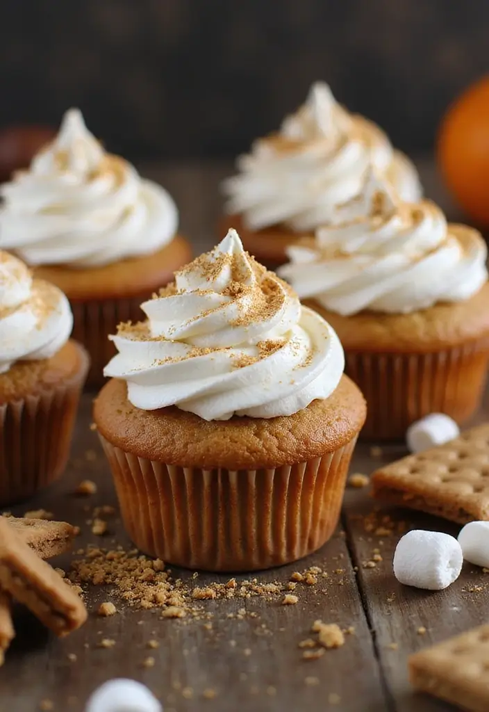 30 Fun Cupcake Decorating Ideas for Beginners: Fall Edition - 10. S'mores Cupcakes