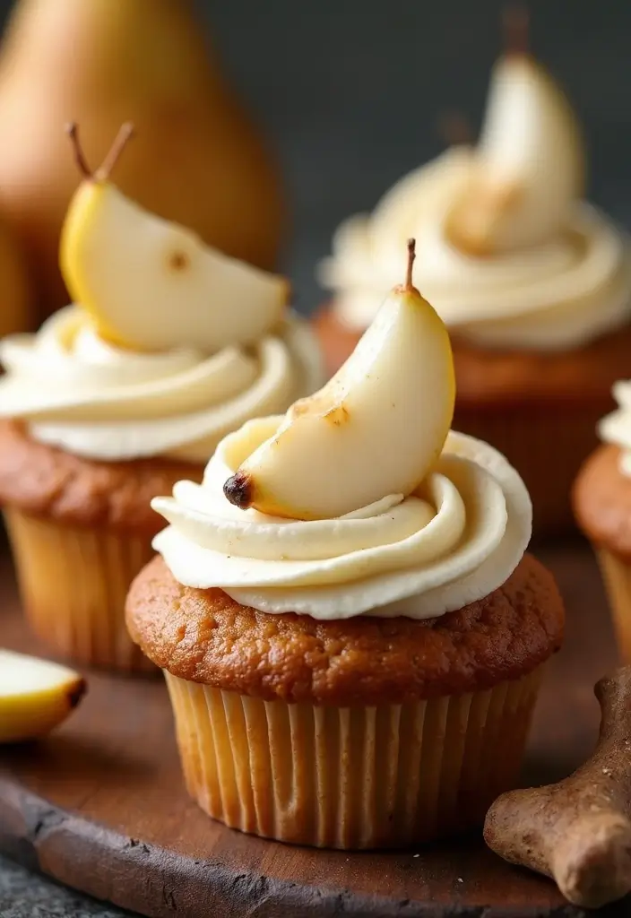 30 Fun Cupcake Decorating Ideas for Beginners: Fall Edition - 16. Pear and Ginger Cupcakes