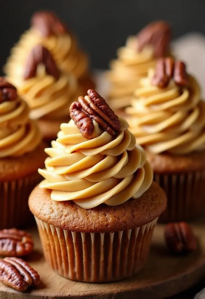 30 Fun Cupcake Decorating Ideas for Beginners: Fall Edition - 17. Pecan Pie Cupcakes