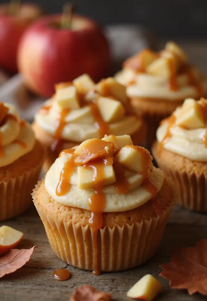 30 Fun Cupcake Decorating Ideas for Beginners: Fall Edition - 2. Caramel Apple Cupcakes
