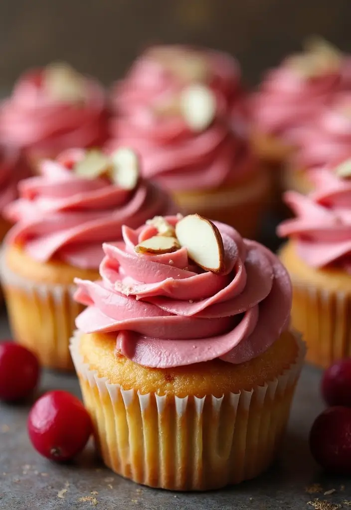 30 Fun Cupcake Decorating Ideas for Beginners: Fall Edition - 24. Cranberry Almond Cupcakes